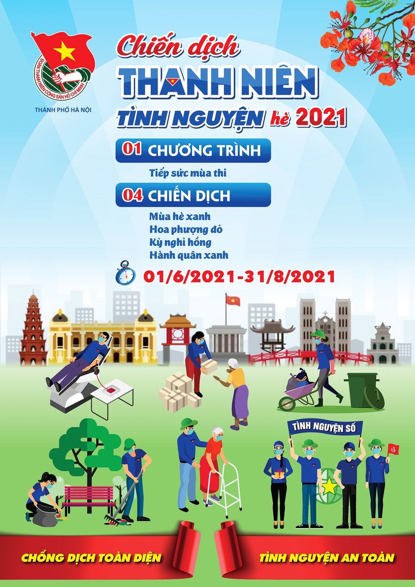 CHIẾN DỊCH TNTN HÈ 2021 VỚI KHẨU HIỆU “CHỐNG DỊCH TOÀN DIỆN - TÌNH NGUYỆN AN TOÀN”